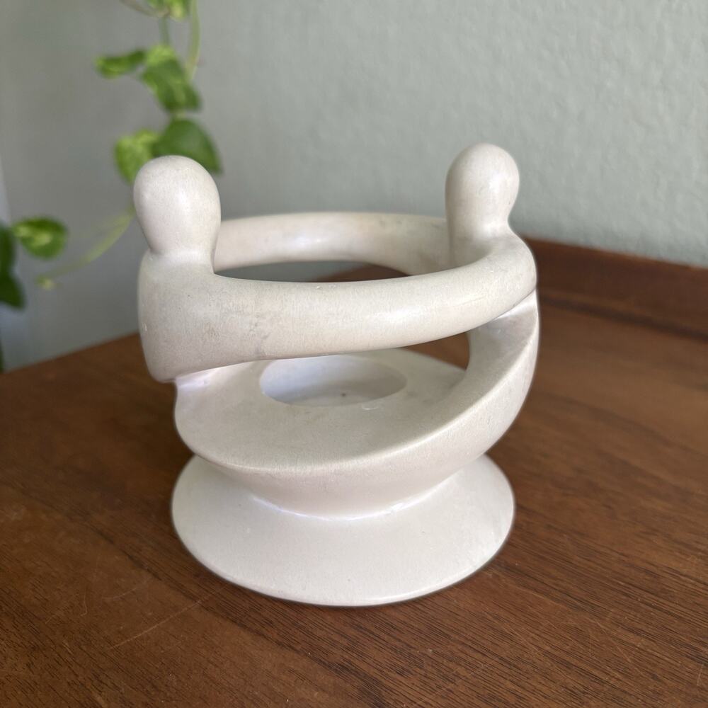 Circle Of Friends Hand Carved 4" Tall Soapstone Candle Holder